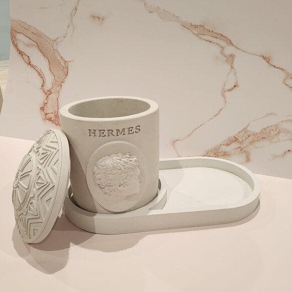 Hermes Greek Messenger God Concrete Candle Vessel set